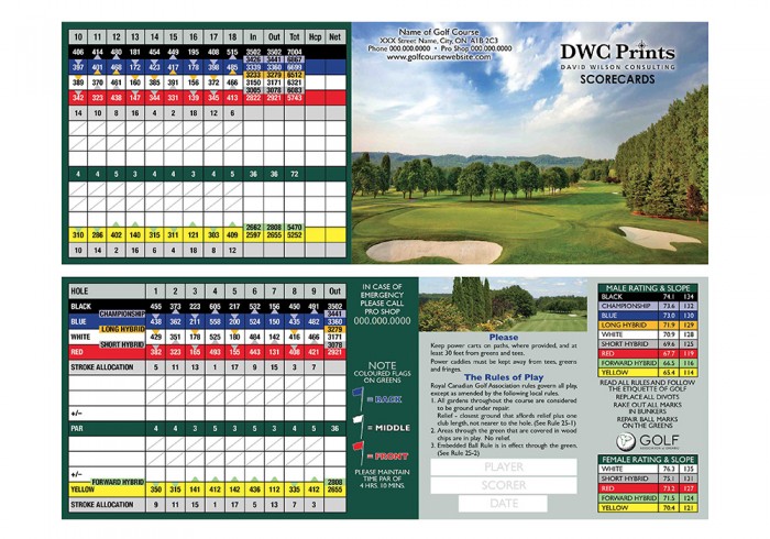 golf scorecards