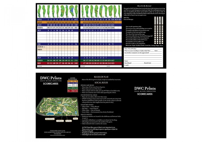 golf scorecards